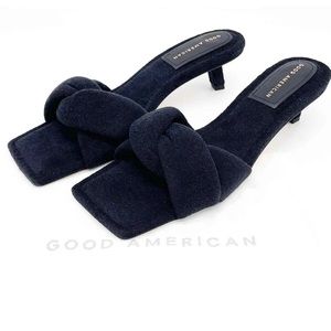 Good American Women's Black Terry Kickstand Low Heel Slide Sandals